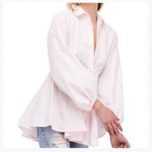 Free People Womens Peplum Blouse L Pink
